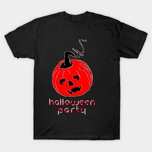Happy Hallowin Party Halloween day red pumpkin pixel art T-Shirt